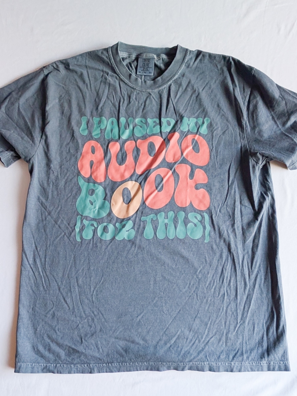 Comfort Colors T Shirt Blue I Paused My Audio Book For This Wavy Cotton Adult XL